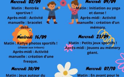 Mercredis septembre et octobre – 6 ans