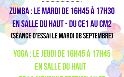 Yoga et zumba kids rentrée 2026-2027